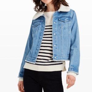 Club Monaco Sherpa Frayed Denim Jacket